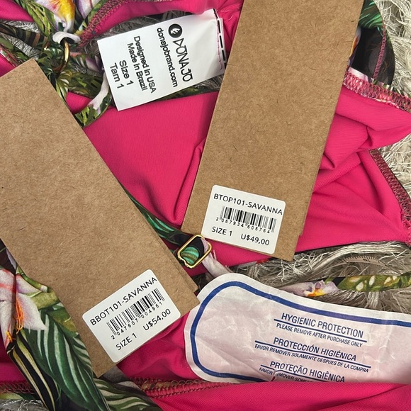 NWT DonaJo Savanna Floral Hawaiian Cropped Top & Bikini Bottom Set size 1 US S - Picture 6 of 11